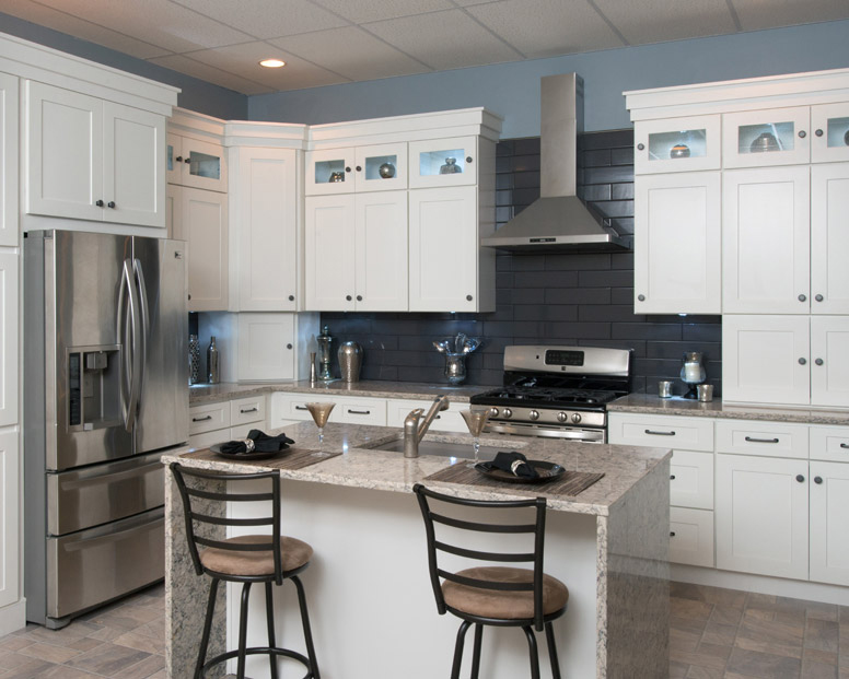 Kitchen with White Shaker  Style Ready to Assemble (RTA) Cabinets
